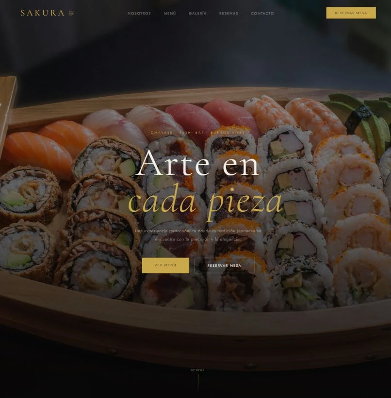 Captura del sitio Sakura Sushi